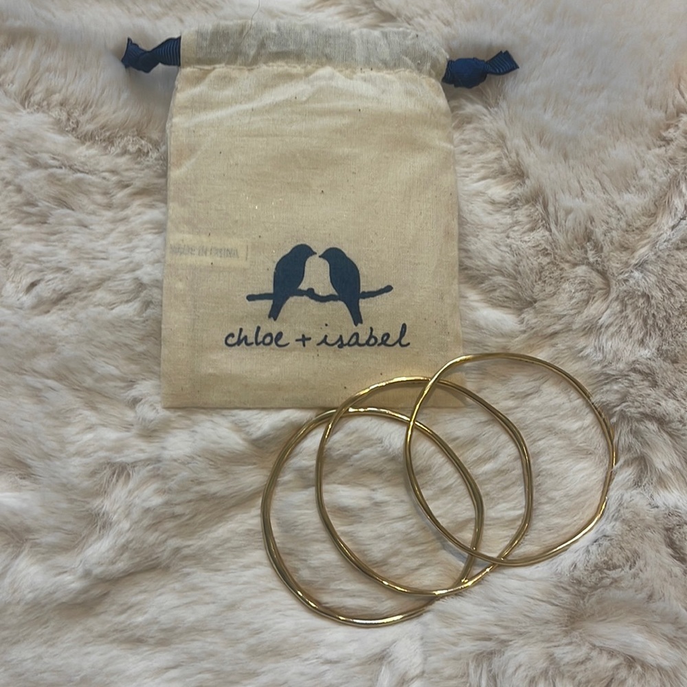 CHLOE + ISABEL Gold Bangle SET - Picture 1 of 2
